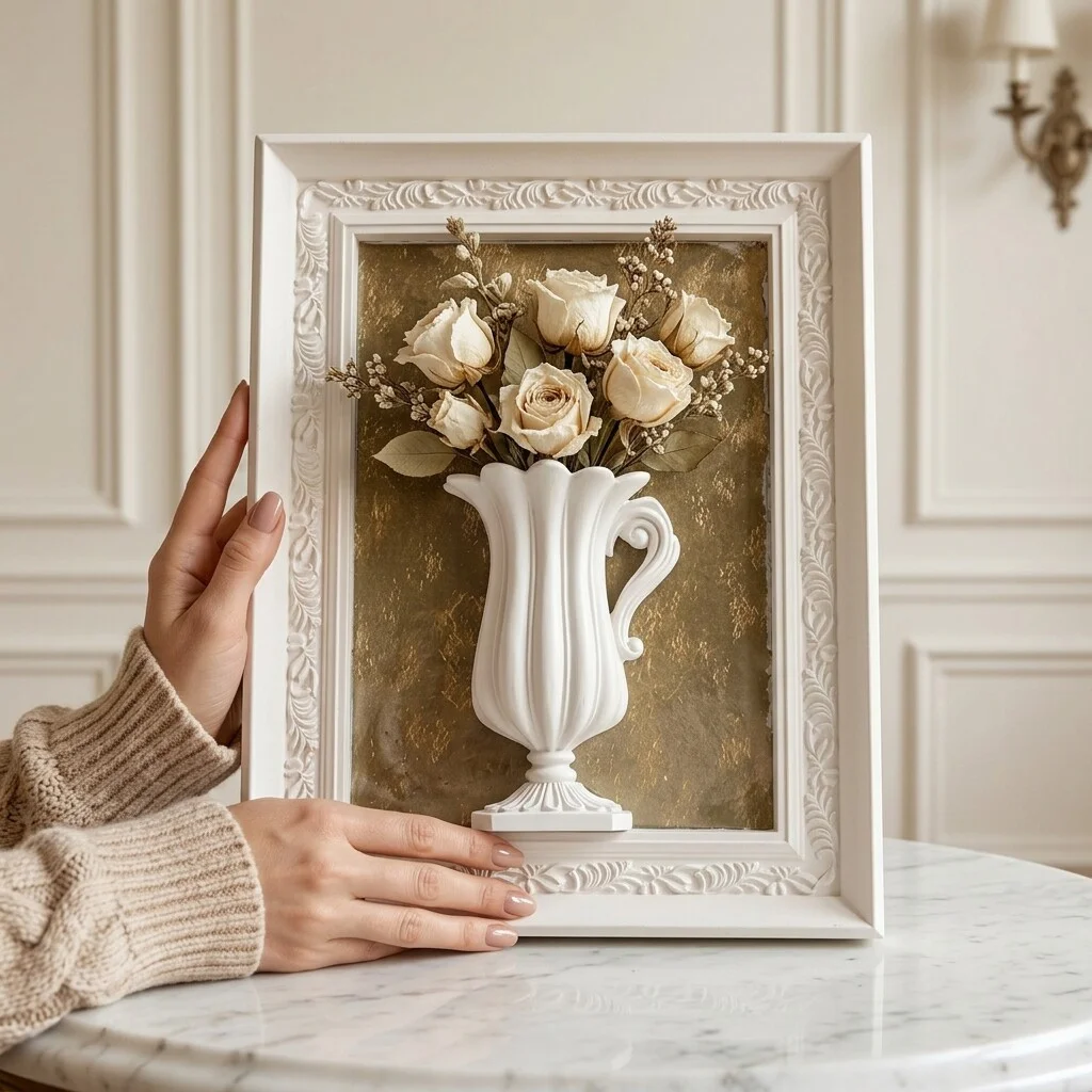 

Ретро 3D-фоторамка с рельефом, европейская фоторамка из смолы, новое украшение для дома, цветочная композиция, художественный декор в стиле легкой роскоши