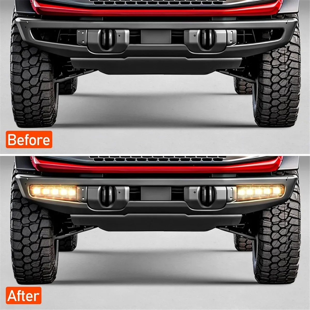 مجموعة مصابيح الضباب LED لسيارة Ford Bronco 2021-2023 2/4-Door، ملحقات أضواء الضباب المصد أثناء النهار