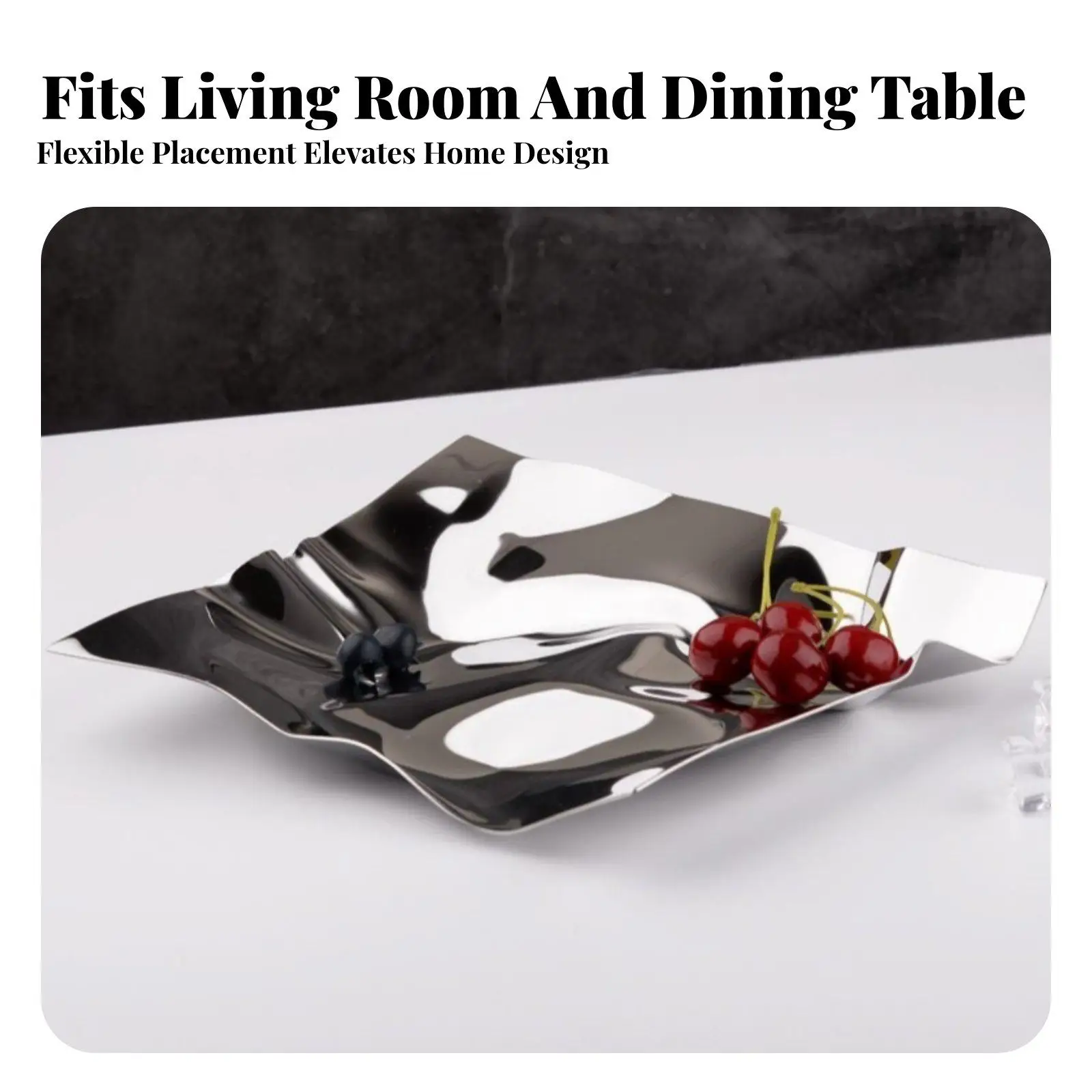 Irregular Stainless Steel Fruit Plate Multi-Functional Nordic Design Theme Metal Centerpiece Tray Wavy Mirrored Finish Serving