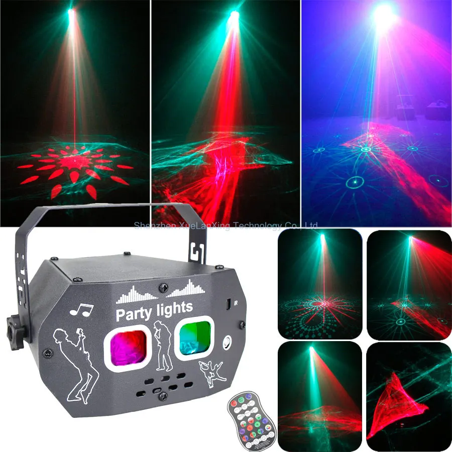 R&G Aurora Dream Effect DJ Disco Light Laser Patterns Projector RGB LED Flash Bar Dance Birthday Party Xmas Decoration Lamp H2D2