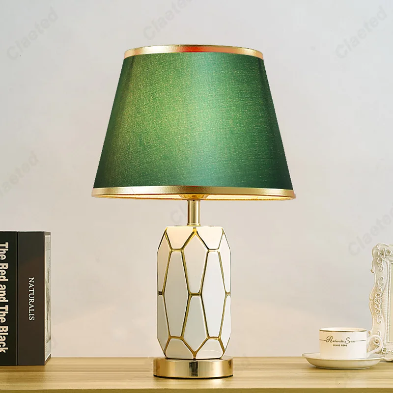 Modern Simple LED American Ceramic Table Lamp Bedroom Bedside Warm Atmosphere Decorative Lighting Lamps