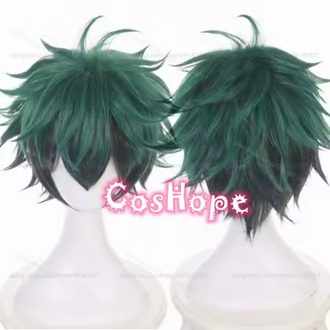 MHA Midoriya Izuku Cosplay Wig Deku Short Fluffy Green Black Wig Cosplay Anime Cosplay Wigs Heat Resistant Synthetic Wigs