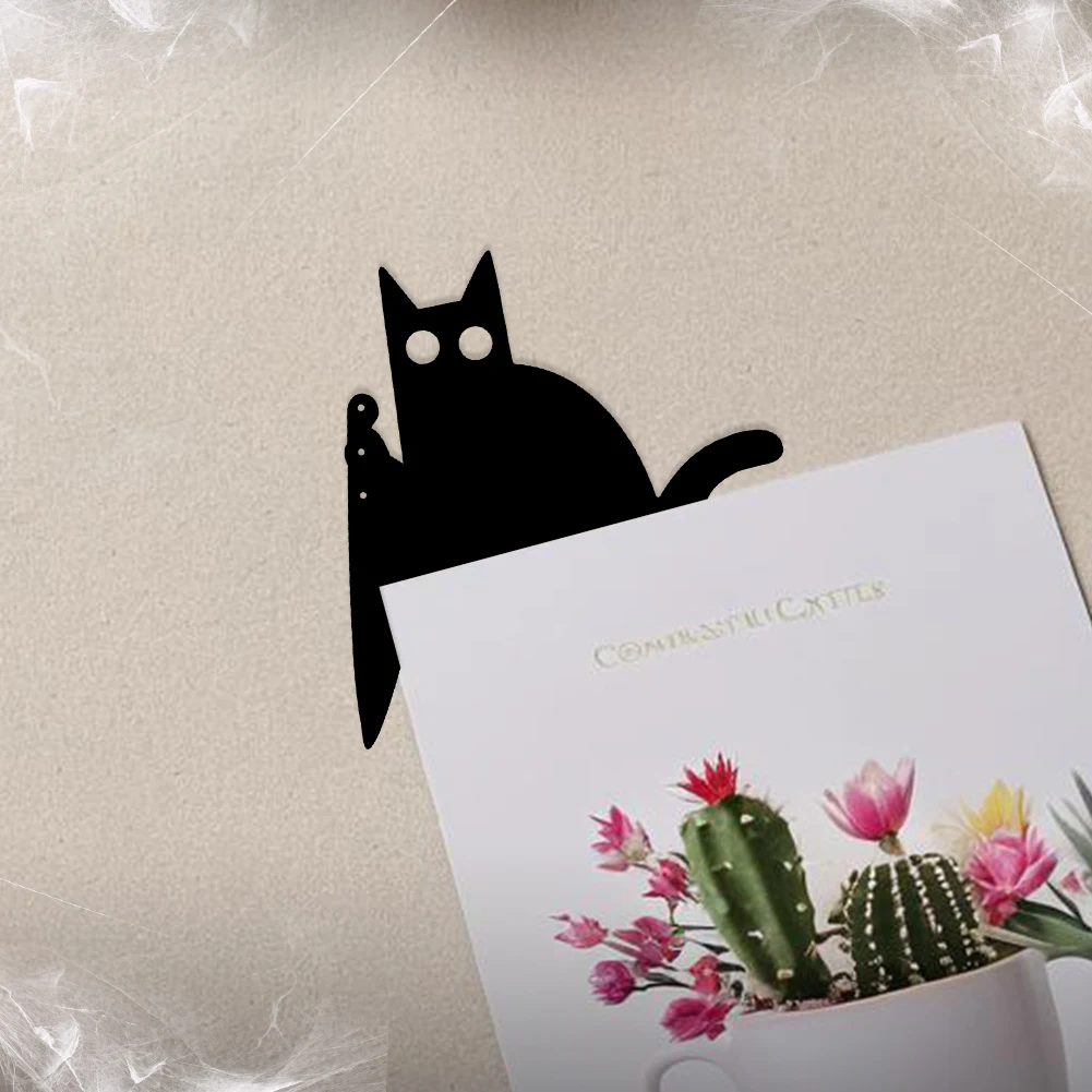 قبعة باب القط للهالالوان ، علامة الزاوية المعدنية ، ديكور الإطار الإبداعي ، القط الأسود ، الجدار الداخلي والخارجي #4