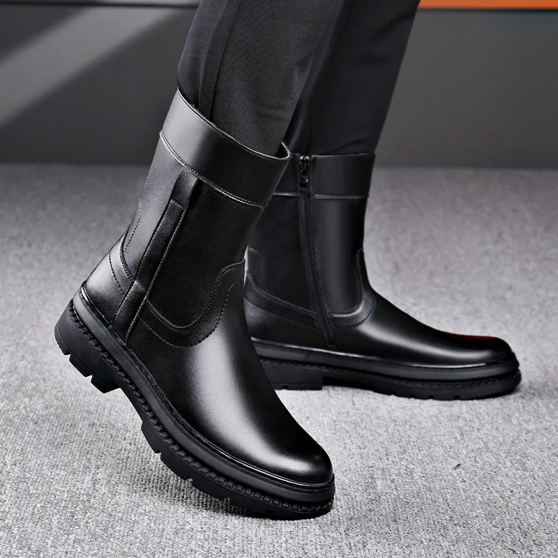 

Мужские модные ботинки челси, обувь из натуральной кожи, ковбойские осенне-зимние ботинки на платформе, брендовые дизайнерские красивые высокие мотоциклетные ботинки