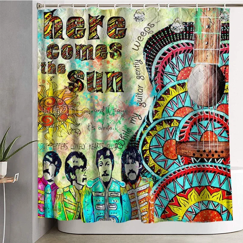 Psychedelic Rock And Roll Electric Guitarist Singer Music Song Lyrics Scrawl Shower Curtain By Ho Me Lili For Bathroom Decor