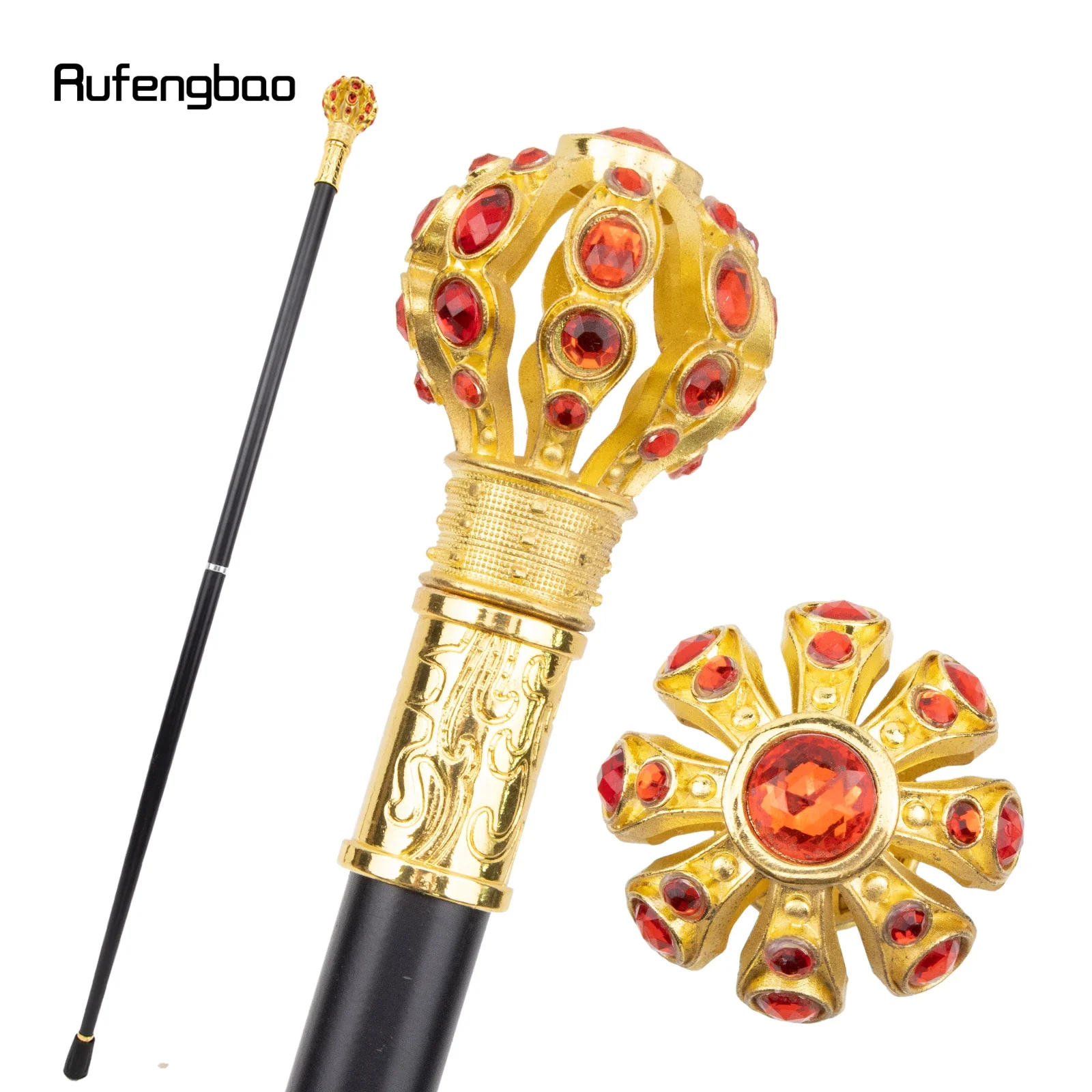 

Golden Red Ball Fashion Stick Decorative Stick Vintage Party Fashionable Walking Cane Crosier 93cm Performance Stage Cane