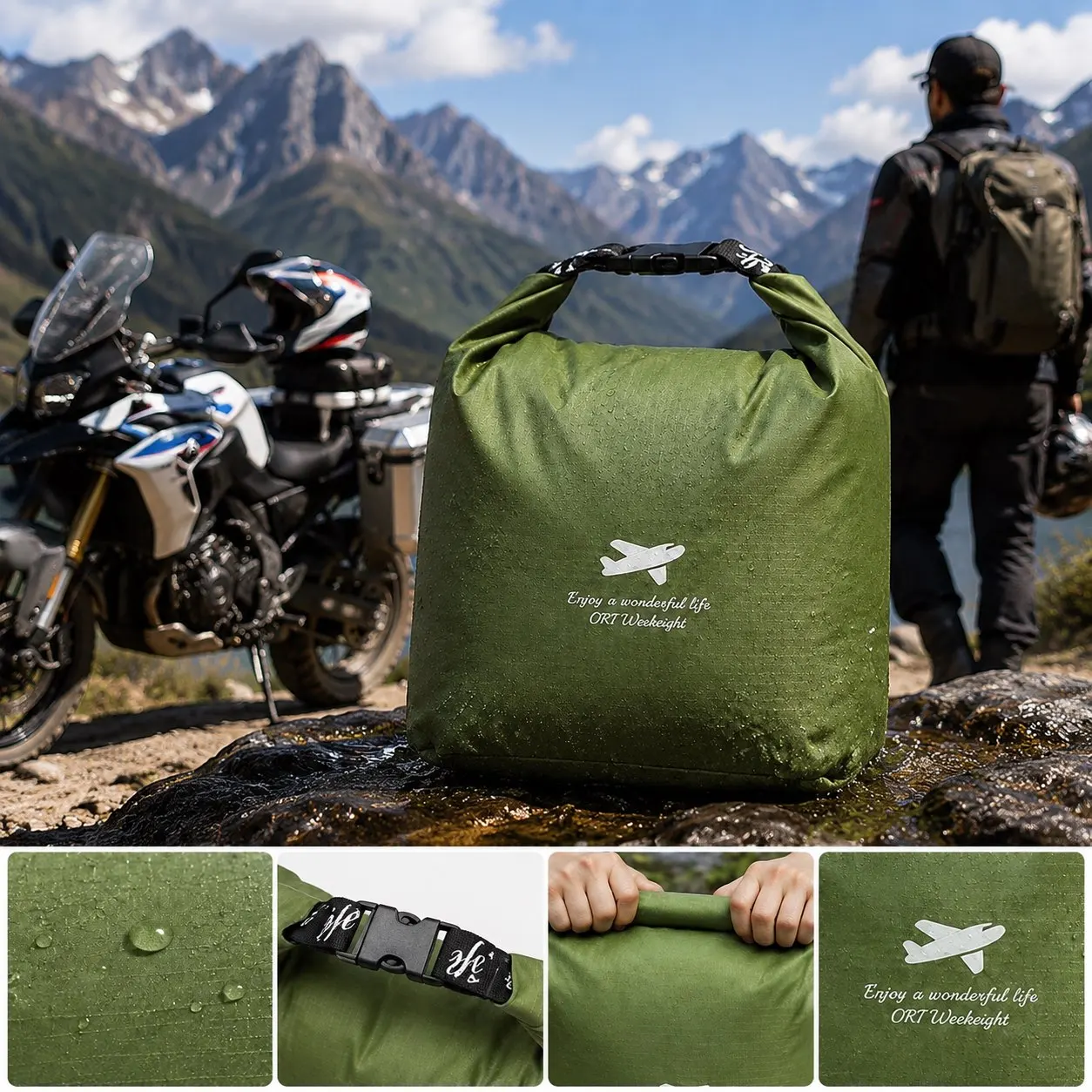Outdoor Waterproof Dry Bag Roll Top Closure Foldable Moisture-Proof Storage Sack Portable Handbag for Camping Rafting Hiking