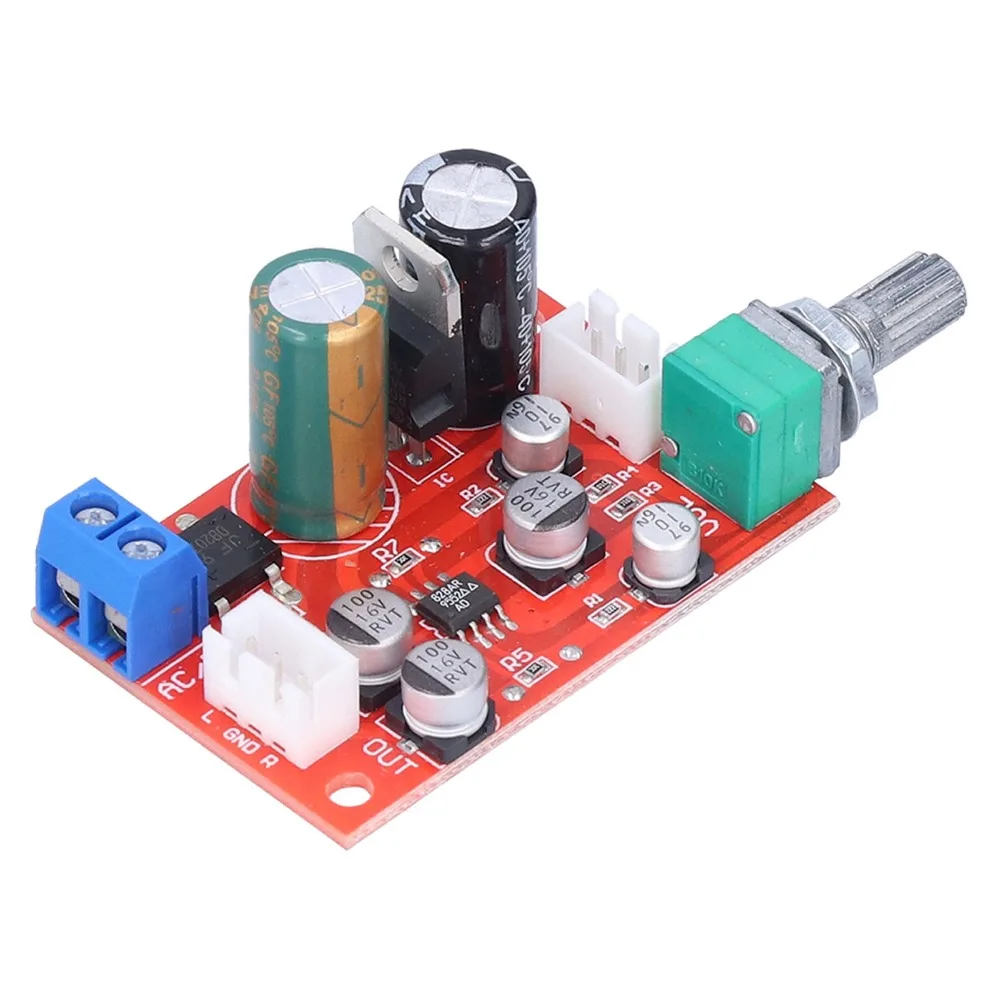 AD828 Chip Preamplifier Board DC9-24V/AC8-16V Stereo Audio AD828 Amplifier Board Single Power Electronic Components