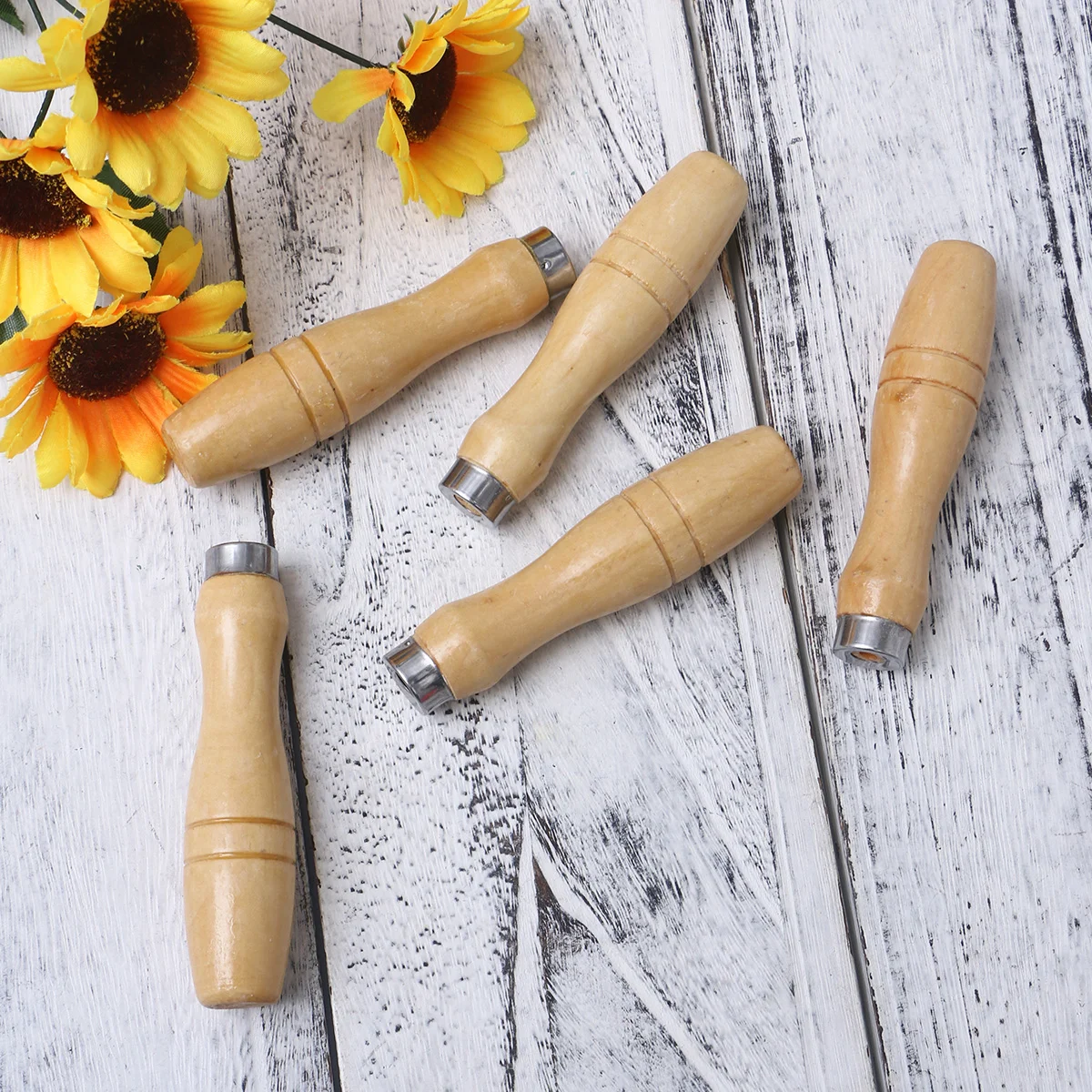 5 Pcs Wooden Handle for File Electric Saw Adjustable Cuuting Tool Bamboo Chainsaw