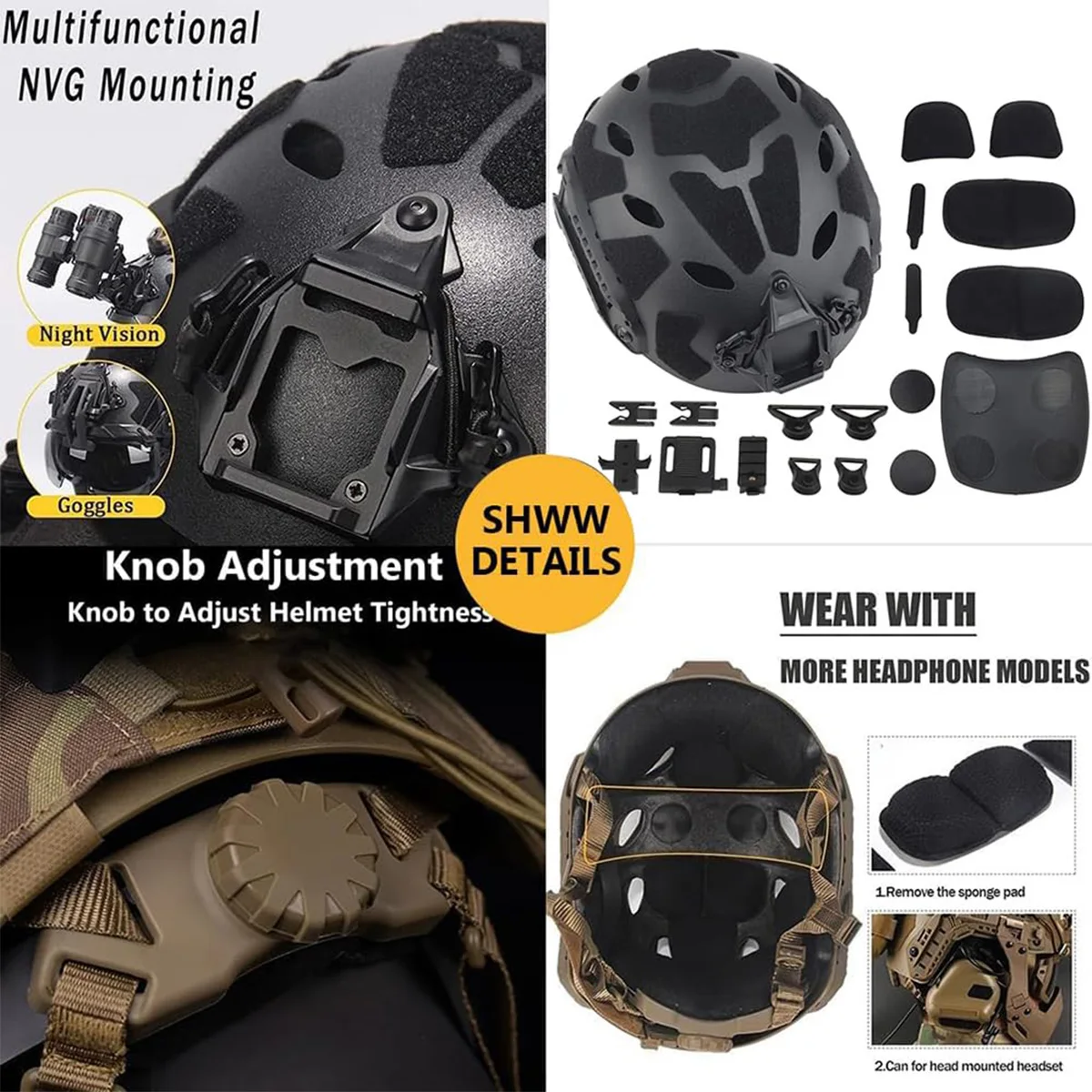 Tactical Fast SF Helmet Set Airsoft Helmets with Mask and Goggles Adjustable Outdoor Paintball Gear for Cosplay Hunting BBS Game