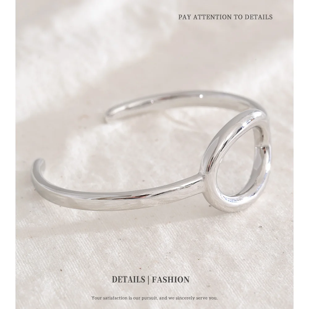 NiNice الفولاذ المقاوم للصدأ كم سوار بيضاوي الشكل هندسي البساطة تصميم الأزياء تحسس مقاوم للماء مجوهرات رائعة #3