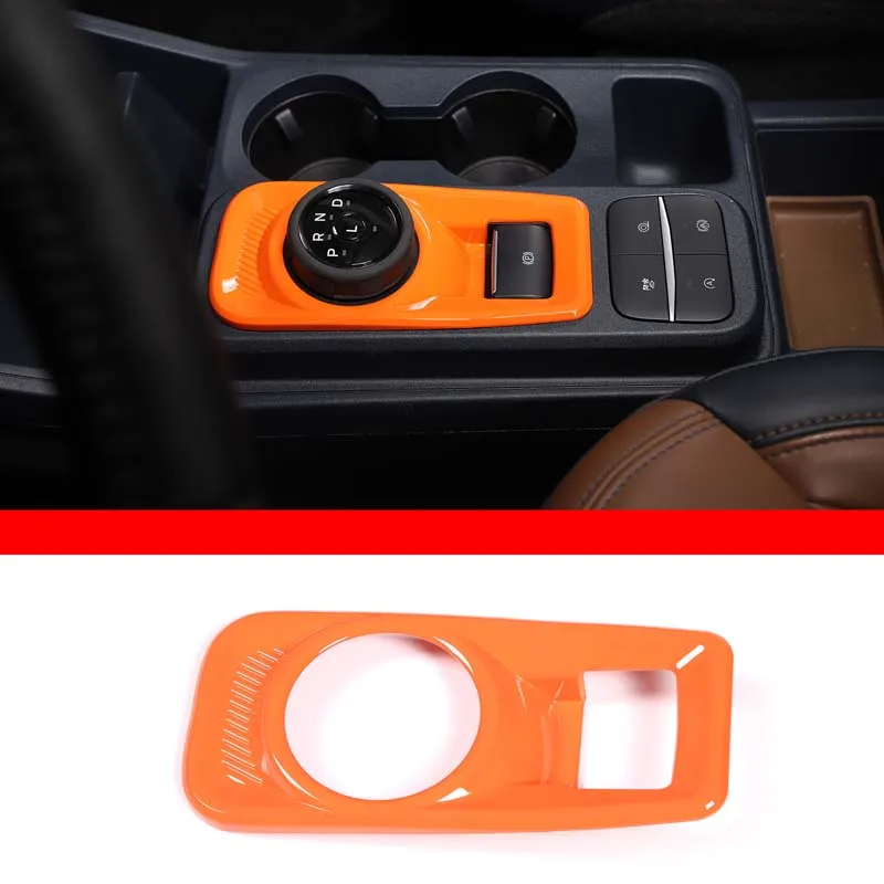 

For 2022 Ford Lone Ranger Maverick ABS orange car styling handbrake decorative frame sticker car interior protection accessories