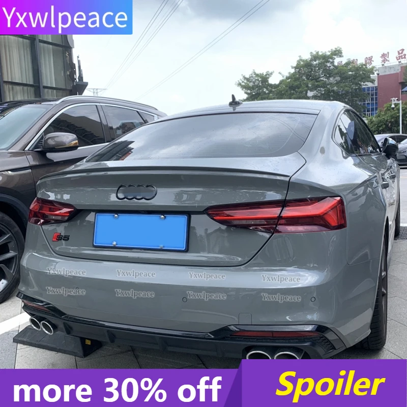 

For Audi A5 S5 RS5 2017 2018 2019 20 2021 Rear Spoiler Only for 4 Doors ABS Plastic Unpainted Color Rear Trunk Lip Spoiler