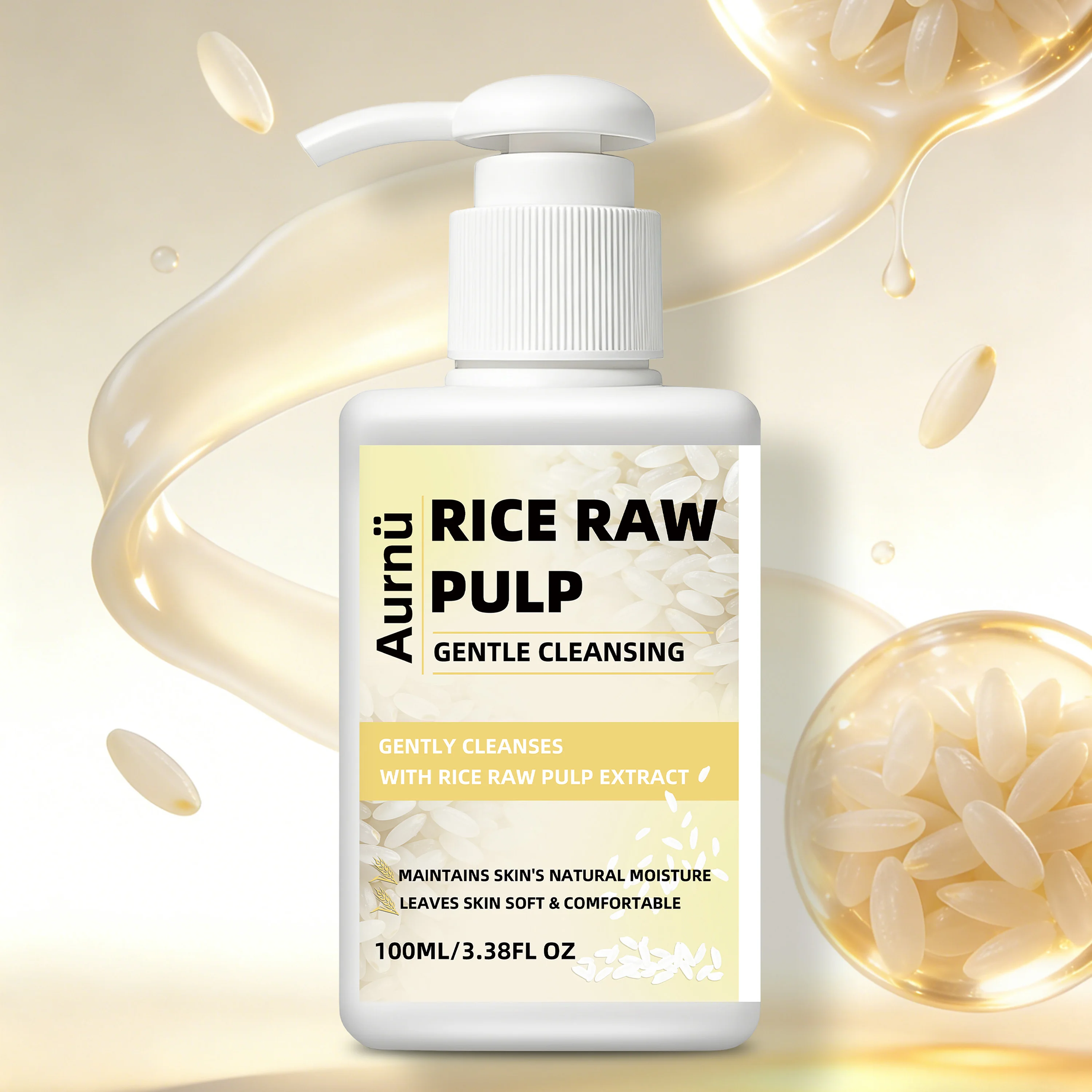 

Aurnü RICE RAW PULP GENTLE CLEANSING, Нежно очищает, разглаживает кожу, оставляет ее не сухой и комфортной, подходит для всех типов кожи.