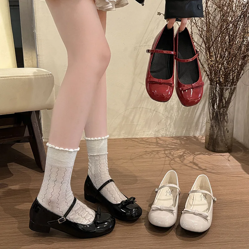 

Женские кожаные туфли Мэри Джейн с неглубоким вырезом, винтажные балетки, удобные туфли с круглым носком и мягкой подошвой для повседневной носки