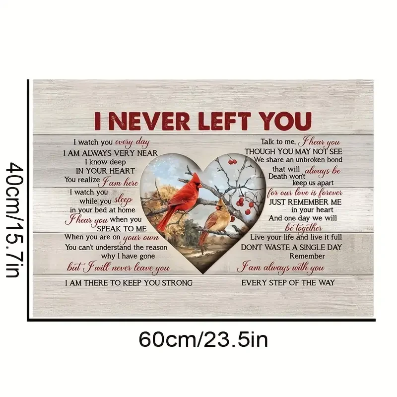 1pc Memorial Landscape Spring Canvas Painting Cardinal Drawing Heart  Members Family I Never Left You Heaven Landscape Unframed