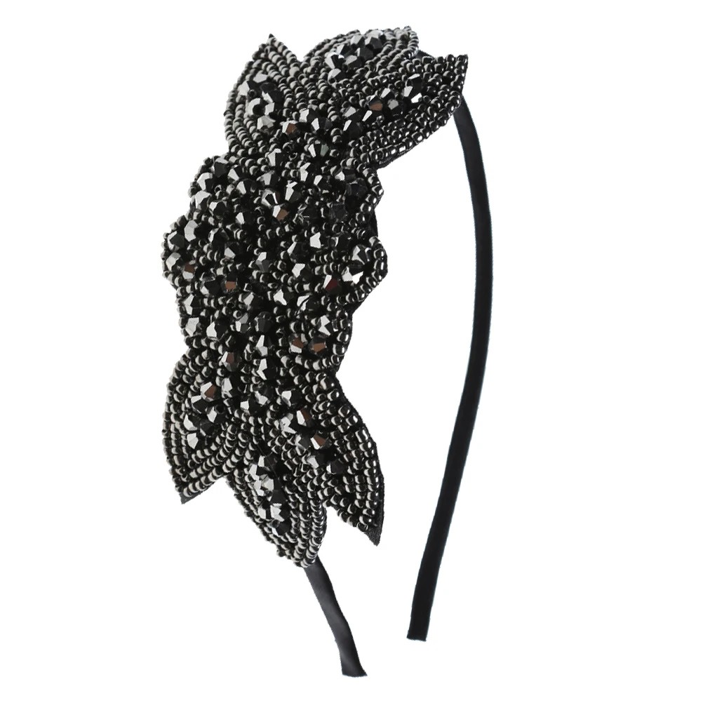 

Flapper Headband 1920s Bridal Hair Accessories Bride Bachelorette Women's Black