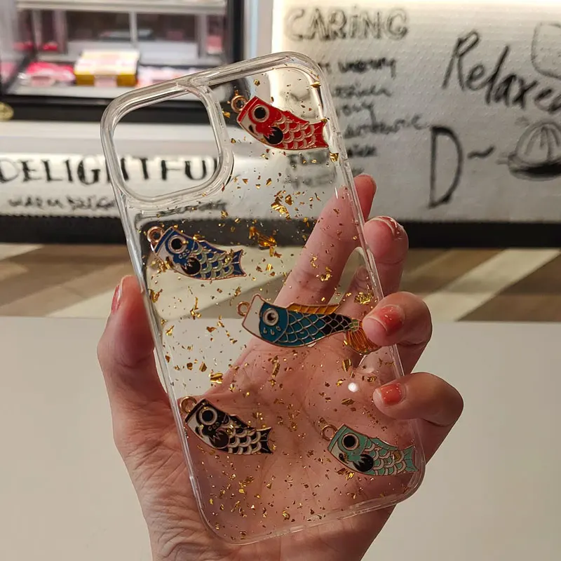 

3D Annual Fish Cartoon Transparent Phone Protective Case for iPhone 17promax 17 16 Plus 16pro 15 14 13 12 11 Xsmax Back Cover