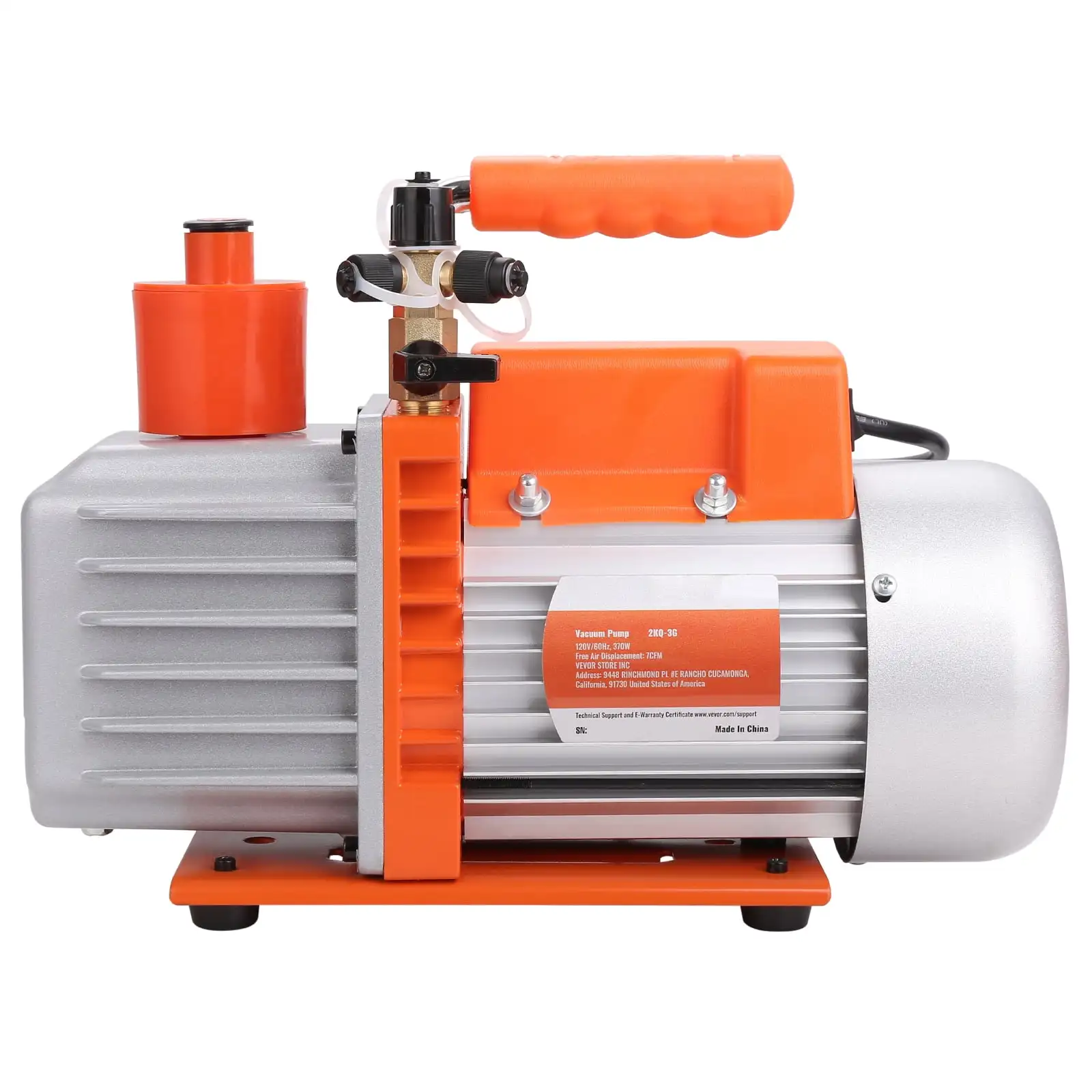 1/2 HP 2 Stage Rotary Vane Vacuum Pump, 7 CFM, 120V Air Conditioning Vacuum Pump, 1/4