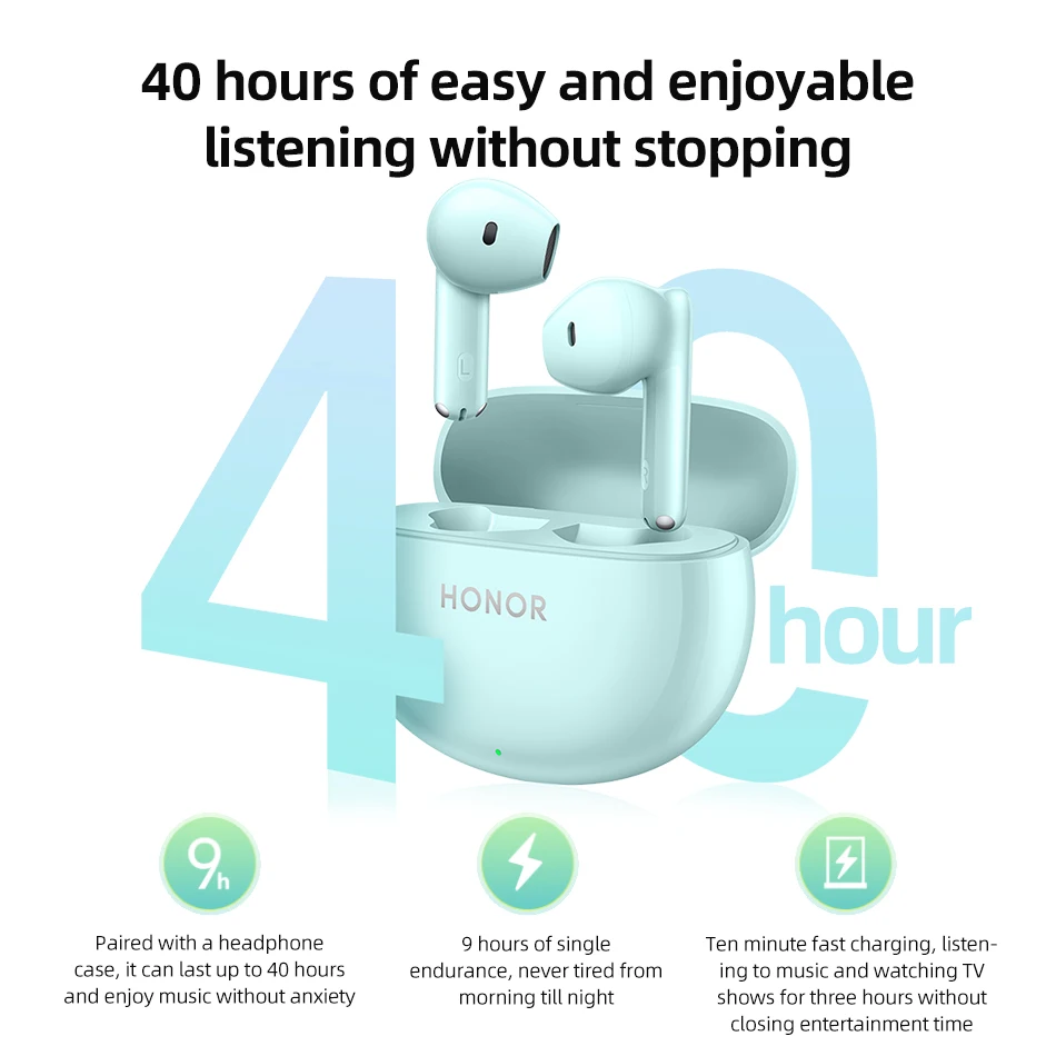 Honor Earbuds X7 TWS Earphone Call Noise Cancelling 40 Hours Battery Life True Wireless Earphone Bluetooth 5.3 For Honor 200