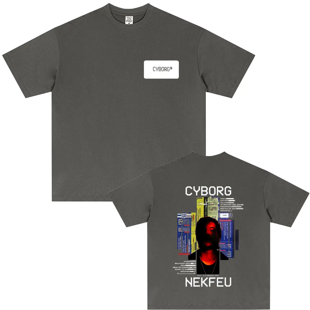 Rapper Nekfeu Cyborg Graphic Print T-shirts Summer Men Women Hip Hop Fashion Pop Music T Shirt Male Casual Cotton Vintage Tshirt