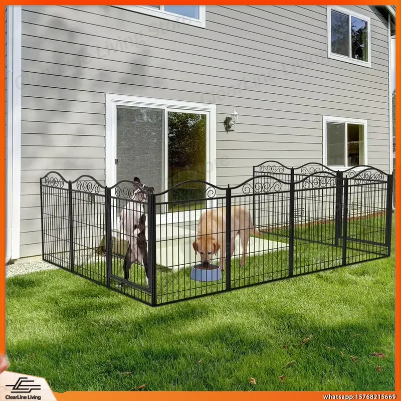 Heavy Duty Foldable Metal Dog Playpen 8 Panel Pet Kennel Fence with Gate for Indoor Outdoor Use Puppy Kitten Small Animal
