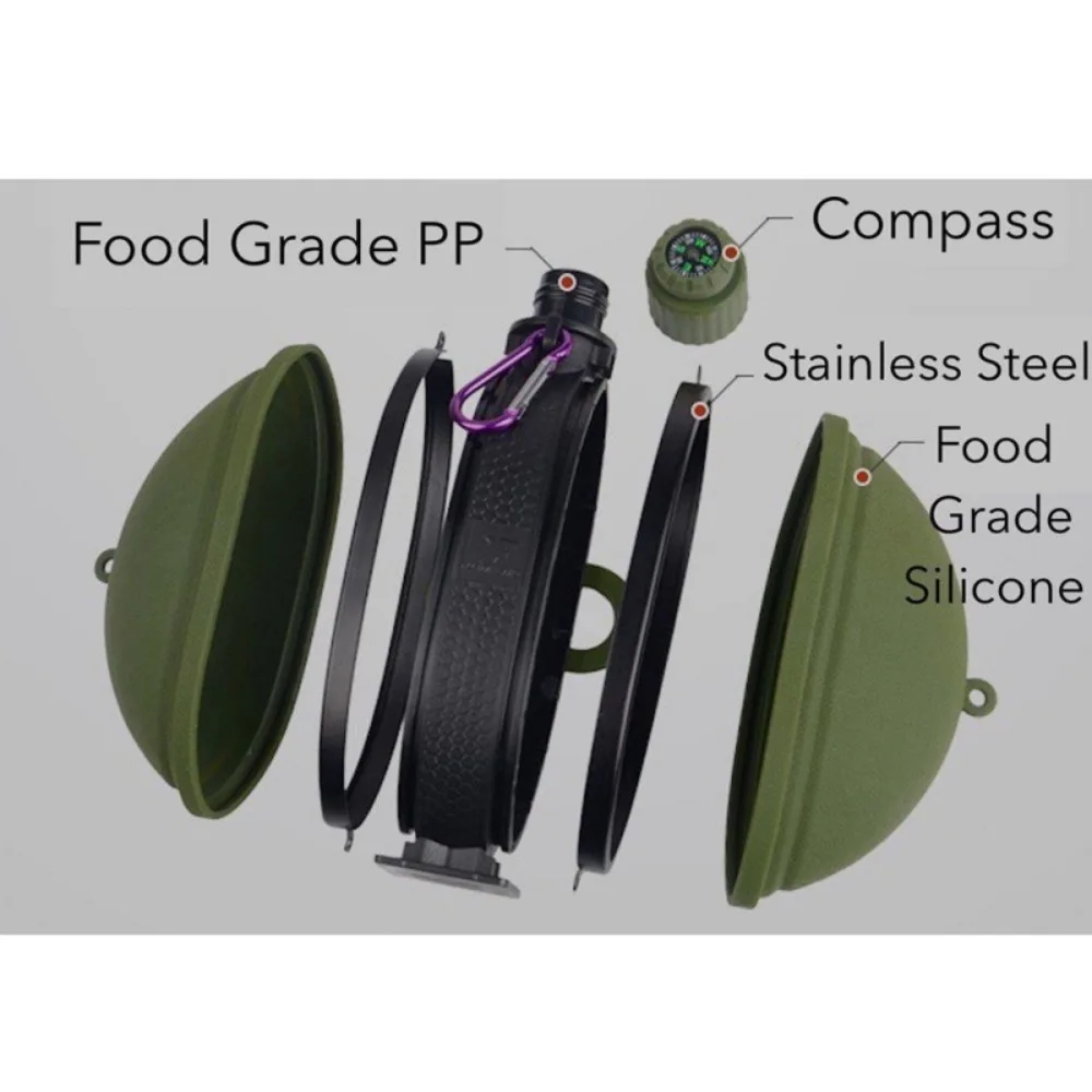 

New Compass Outdoor Sports Bottle Portable Hiking Travel Water Bottle 500ML Telescopic Drinking Bottle Outdoor
