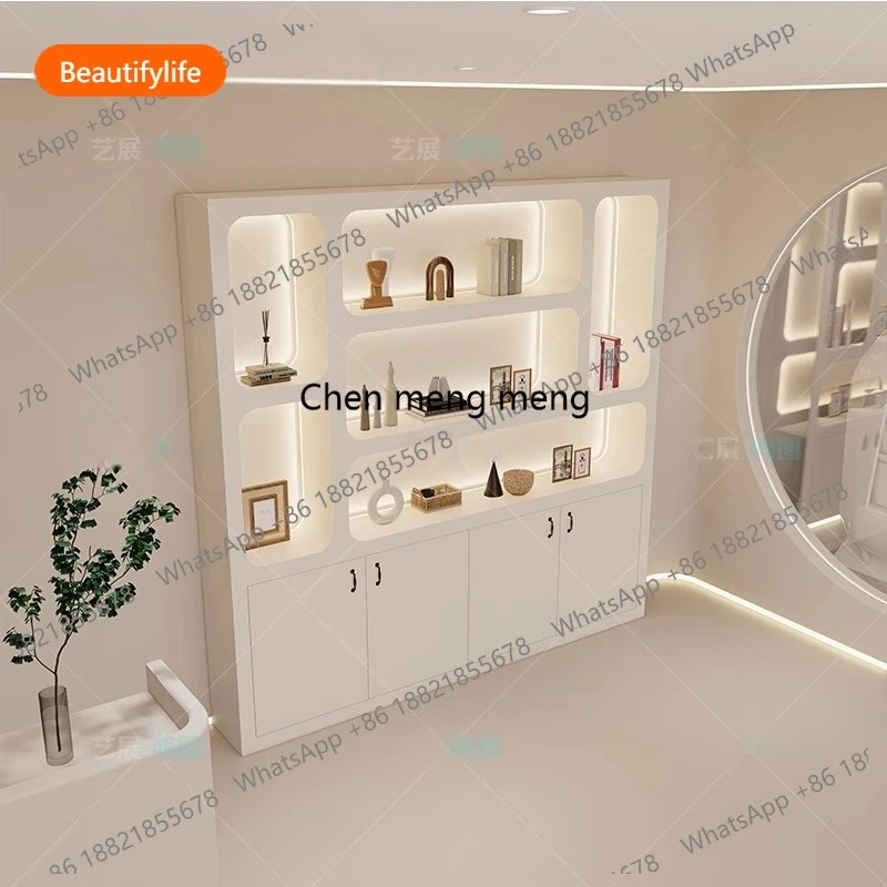 

Витрина для салона красоты A44 Nordic Beauty, современный шкаф из массива дерева с покраской, косметический шкаф для макияжа, мебель для салона FYMC