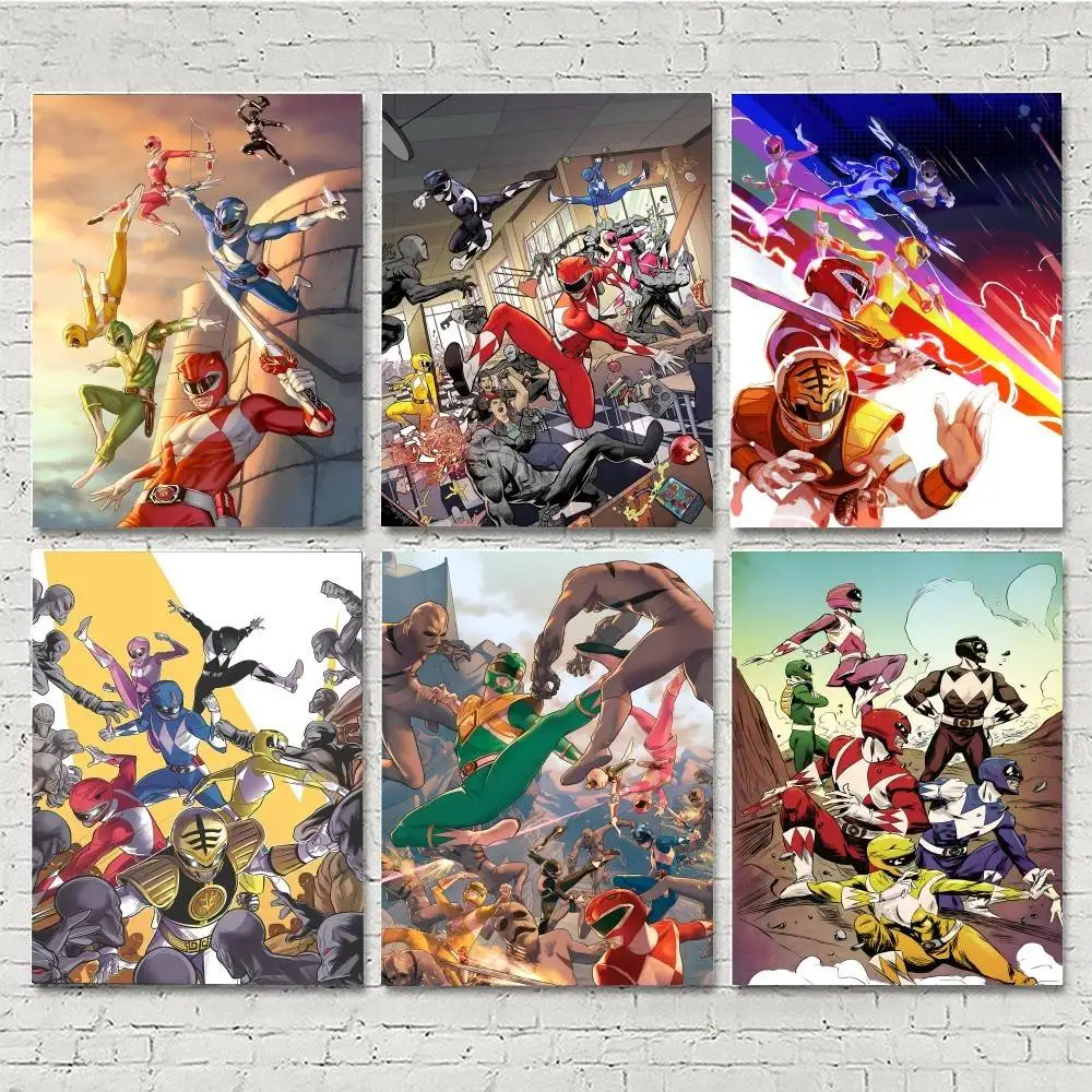 Cool Cartoon Film P-Power R-Rangers Manga Poster Self-adhesive Art Waterproof Paper Sticker Coffee House Bar Room Wall Decor