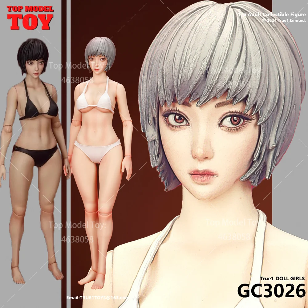 True1Toys GC3026 1/6 Movable Eyes Head Sculpt Joint Mobility Female Body with Bikini Swimsuit Fit 12'' Soldier Action Figure Dol