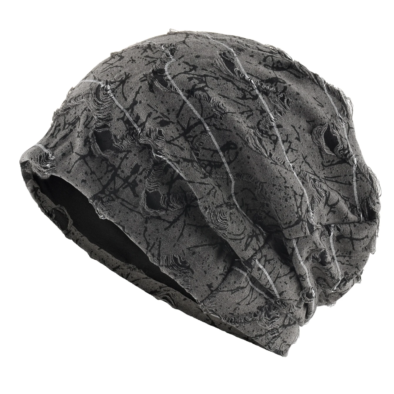 

Distressed marble print Beanie Men Unisex Vintage Streetwear Hip Hop Hat Women's Spring Fall Knit Cap For Casual Sport