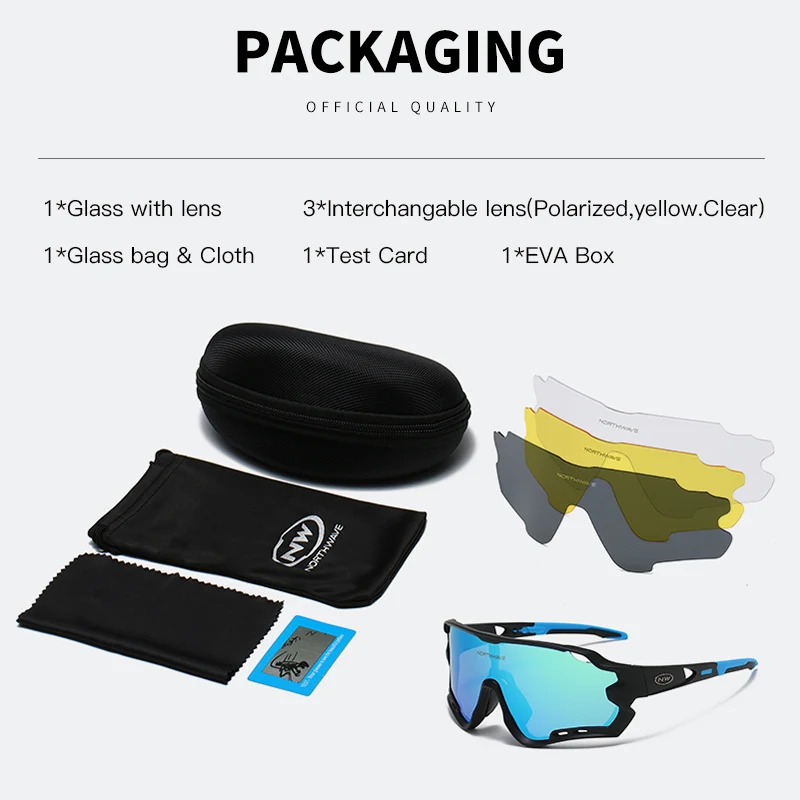 2024 Men Polarized Cycling Glasses Bike Cycling Sunglasses Sport Cycling Eyewear UV400 Sports Cycling Goggles 4 Lens With Box