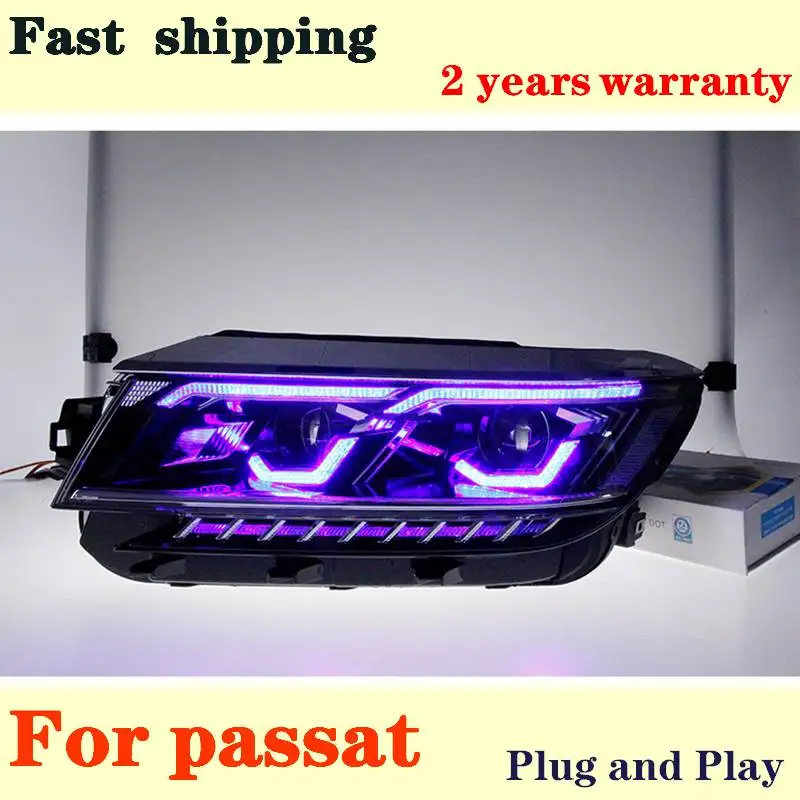 LED Headlights For Volkswagen Passat 2019-2021 LED Car Lights Angel Eyes Xenon HID KIT Fog light LED Daytime Running Light