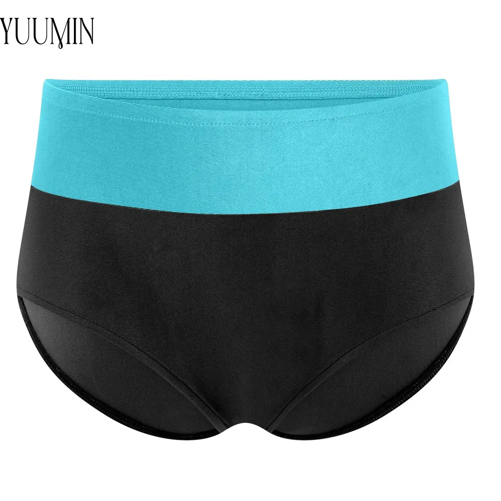 

Kids Girls Gymnastics Training Dance Sports Costume Elastic Waistband Color Block Briefs Ballet Dance Figure Skating Leggings
