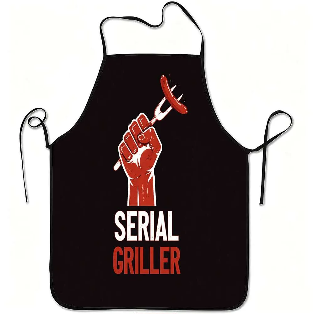 Comical Print Apron Waterproof Kitchen Cooking Bib for Men Women Household Grilling Gardening Fruit Picking Cover