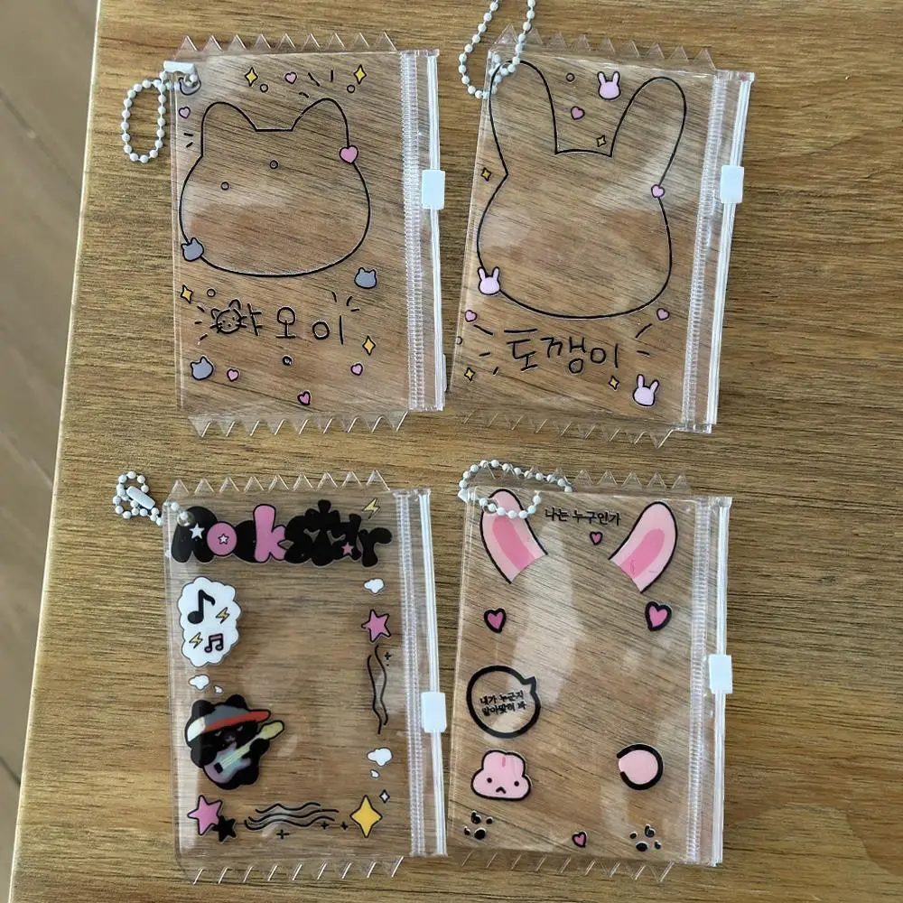 

Card Zipper Bag Keychain 3 Inch Photocard Holder Badge Protector Case Card Holder DIY INS Cute Cartoon Fashion Card Storage