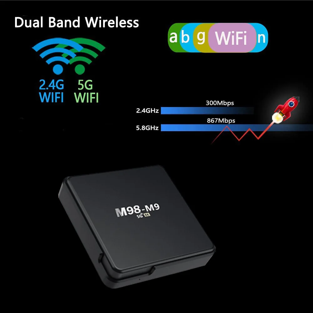 M98 M9 met ATV Smart TV Box Android 10.0 WiFi 4G 5G Allwinner H313 2GB 16GB Ultra HD 4K BT5.0 Multimedia Speler iptv TV Box