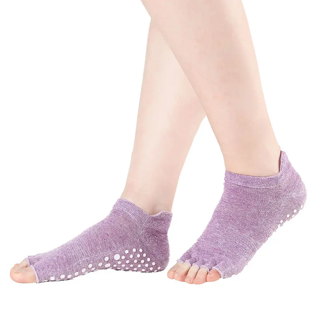 4 pares de calcetines de yoga para mujer, suela de silicona antideslizante, calcetines de yoga suaves y transpirables para Pilates, Barre, Ballet, viajes en casa