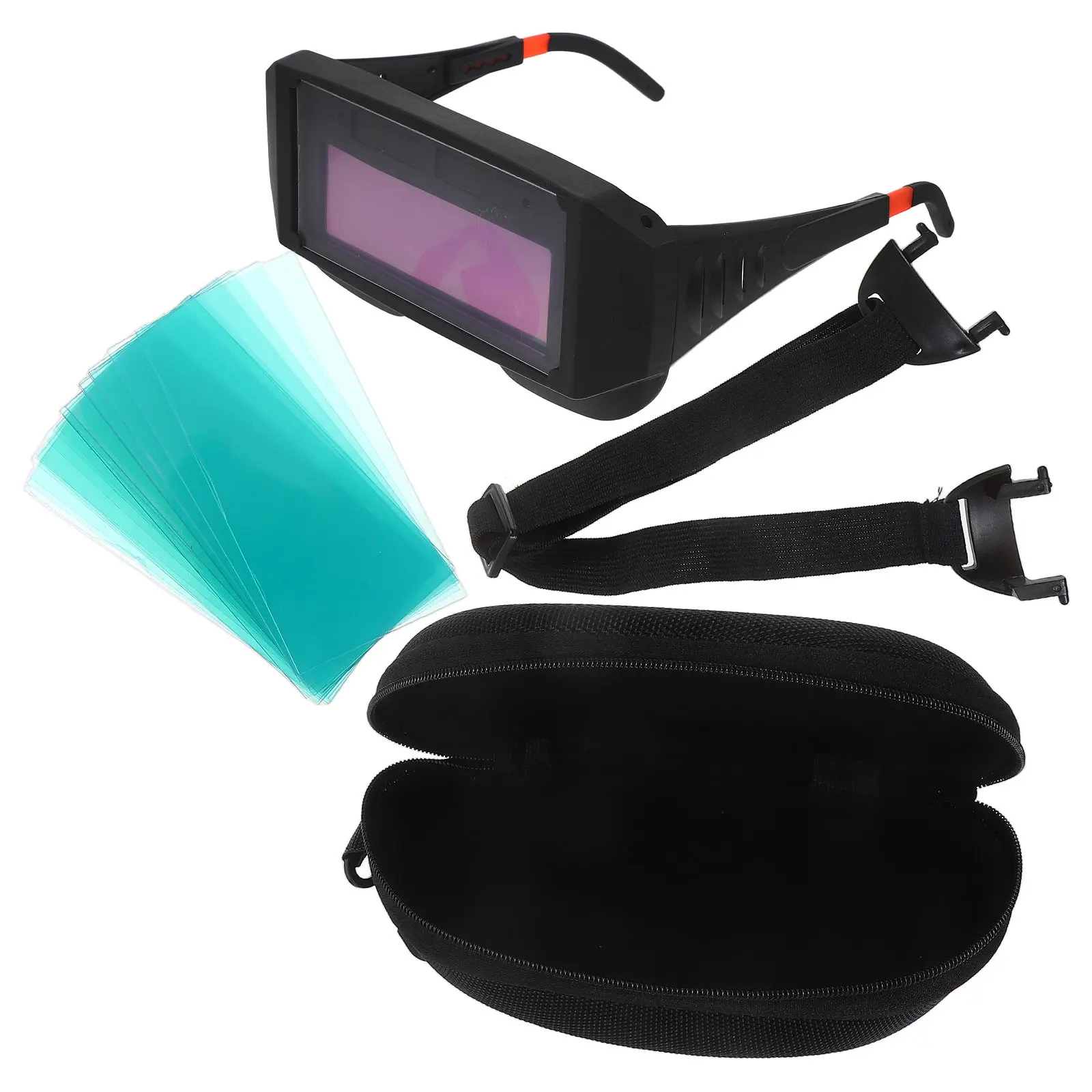 1Set Auto Darkening Welding Goggles Wrap-Around Lightweight Frame Clear Impact Resistant for Arc Tig Mig Mma Plasma
