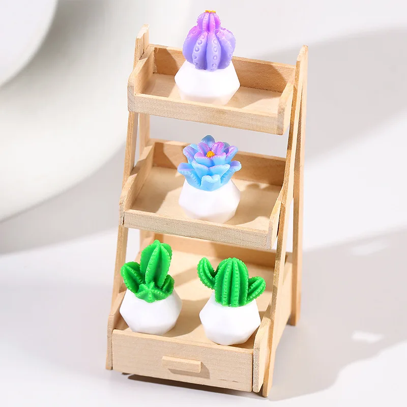 Artificial Resin Cactus Succulents Potted Plant Indoor Home Office Tabletop Decoration Small Potted Micro Landscape Ornament