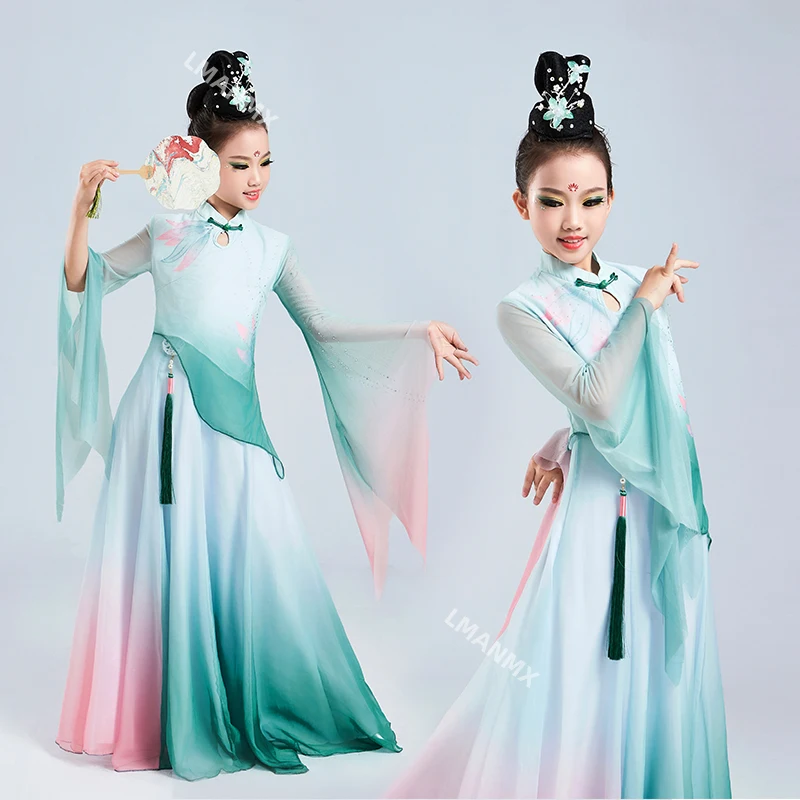 

Платье для классических танцев Yanyu Jiangnan, новое детское тренировочное платье с большой юбкой