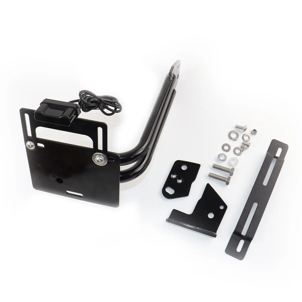 Rock Bob Style Side LED Display Bracket License Plate Relocation Kit - Black Fits For BMW R18 100 Years R 18 Classic 2020-2025