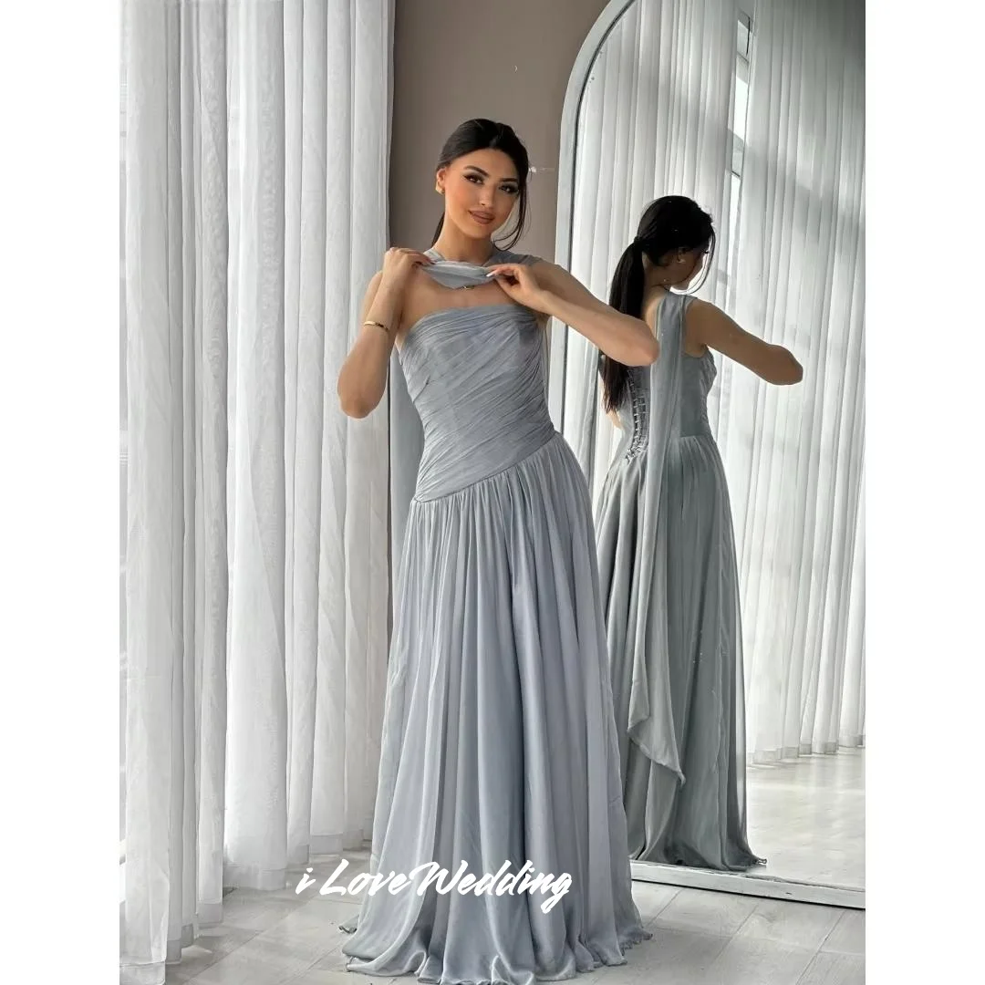

Серые вечерние платья без бретелек 2025 года, без рукавов, трапециевидной формы, с открытой спиной, длиной до пола, платье для выпускного вечера, плиссированные свадебные платья по индивидуальному заказу