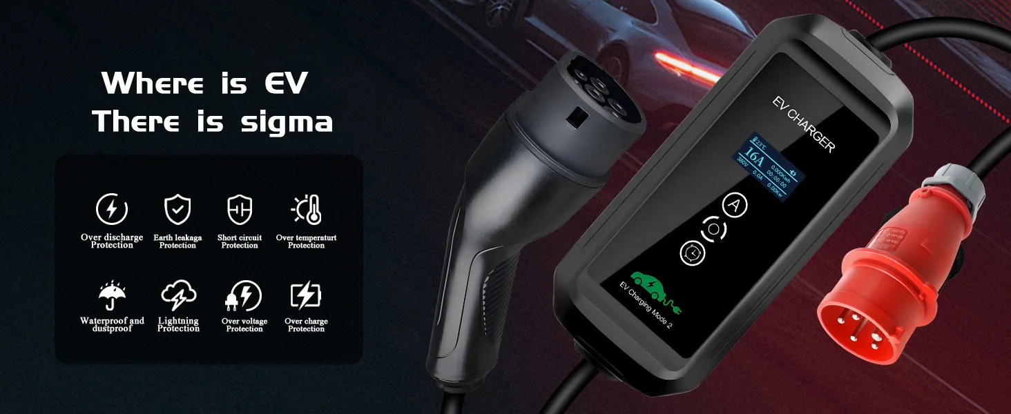 ISIGMA Typ 2 16A 3P Heim-Elektrofahrzeug-Ladegerät mit Zeitverzögerung 1-15 Stunden 11KW Elektrofahrzeug PHEV Autostecker 5 Meter Ladekabel – Detail 1