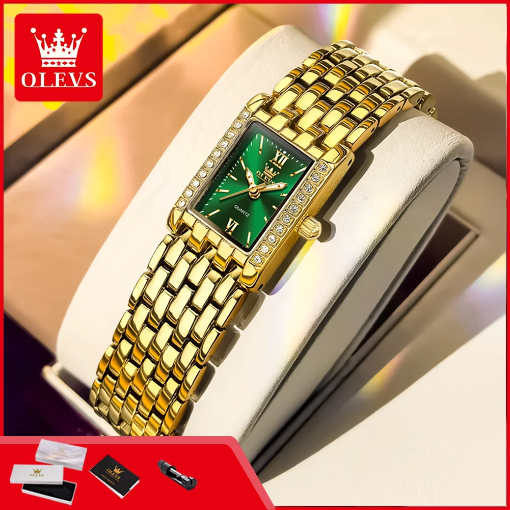 OLEVS 3700 Original Luxury Women's Dress Watches Stainless Steel Diamond Bezel Waterproof Classic Quartz Wristwatch for Ladies