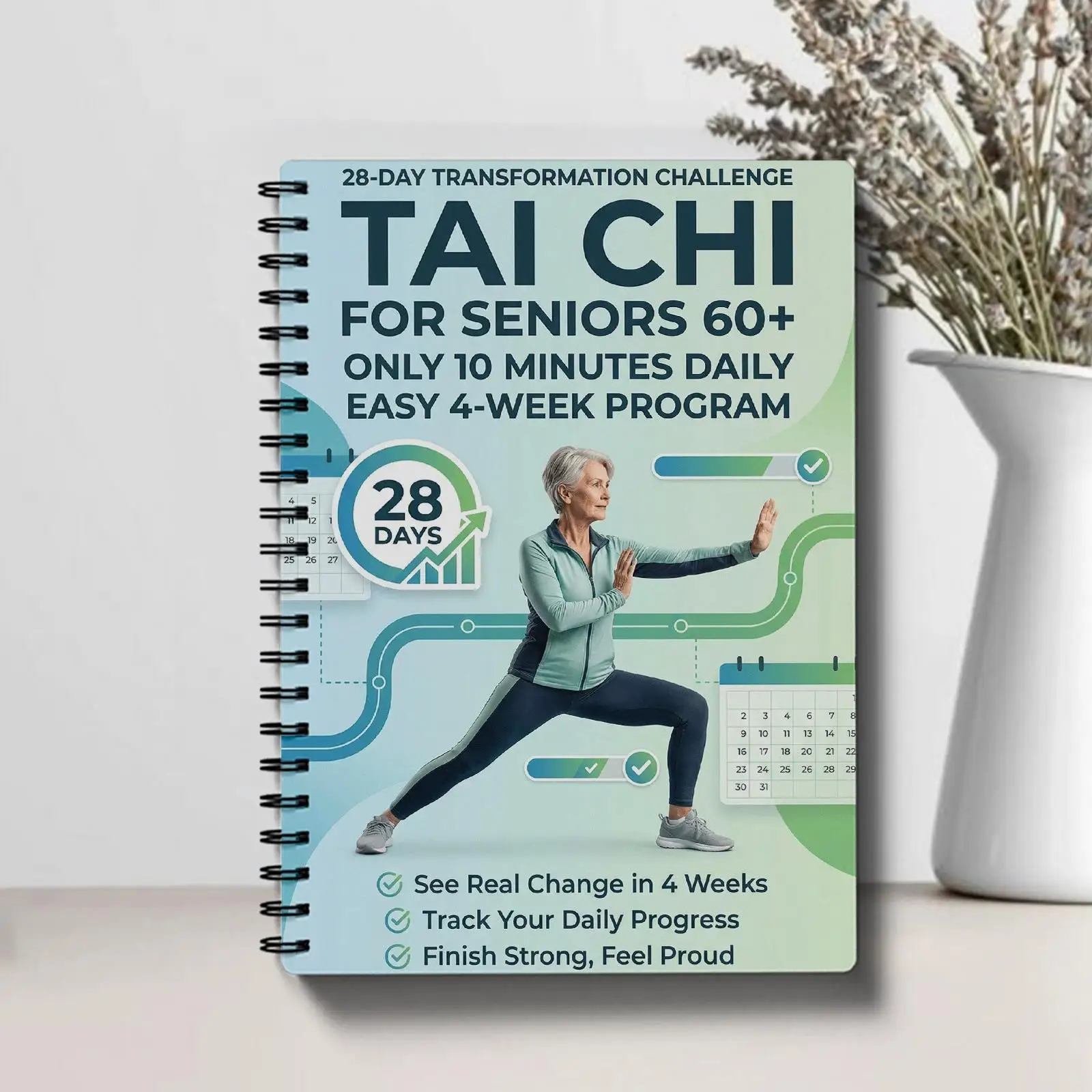 28 Days Transformation Tai Chi Book for Seniors 10 Mins Daily Easy Walking 4-Week Home Workout Program Guide