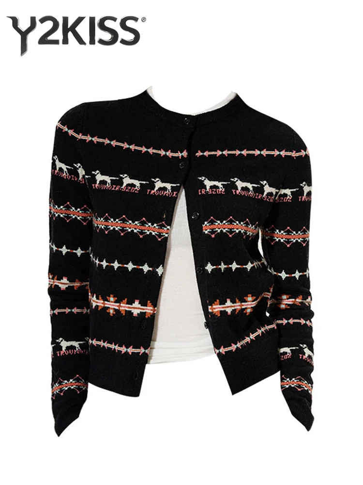 

Осенне-зимний женский приятный кардиган, свитер Fair lsle, вязаный рождественский трикотаж с длинными рукавами и круглым вырезом, куртка, трикотаж, джемпер