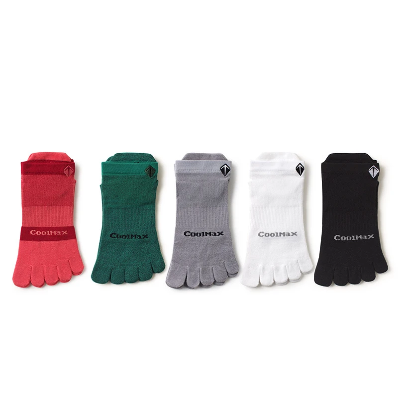 1 Pairs Coolmax Boat Socks for Men Solid Colors Breathable Cotton Quick-Drying Sweat-Wicking Elasticity Five-Finger Cycling Sock - Image 2