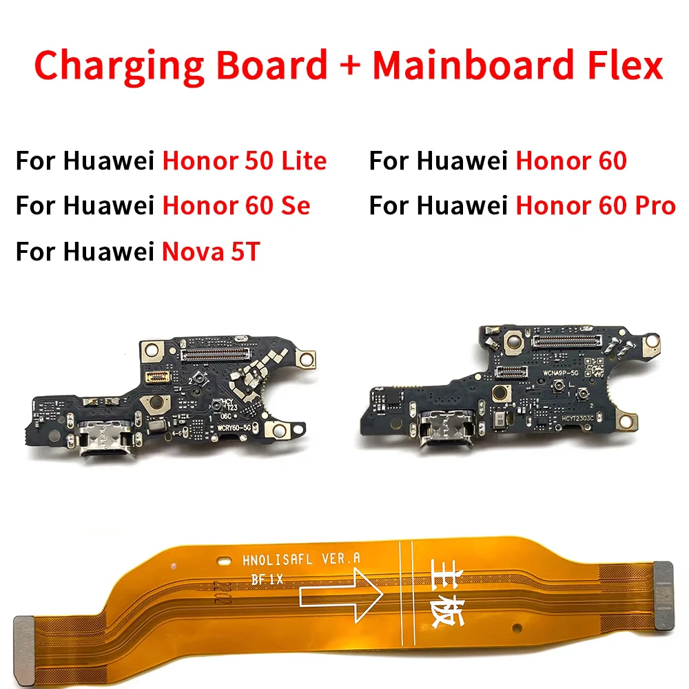 

20 шт./лот протестировано хорошо для Huawei Honor 50 60 Lite Pro Se Nova 5T USB зарядное устройство для быстрой зарядки основная материнская плата гибкий кабель