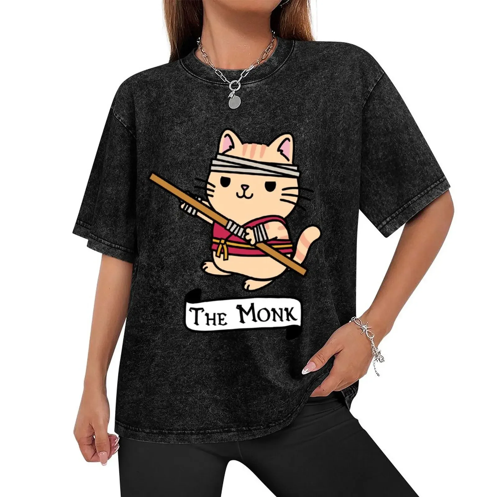 The Monk DnD Cat Tabaxi Monk T-Shirt custom shirt oversized t shirt blanks shirts graphic tee men